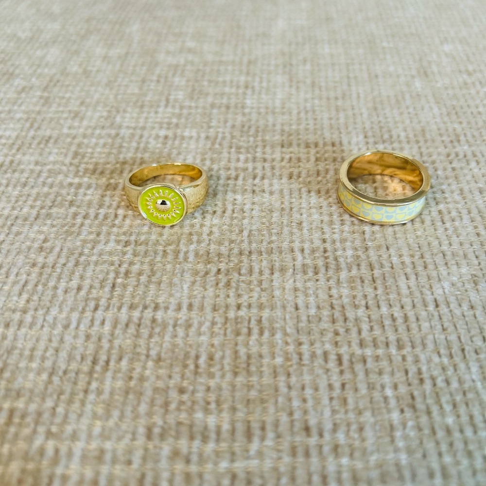 Gold and Green Rings Set